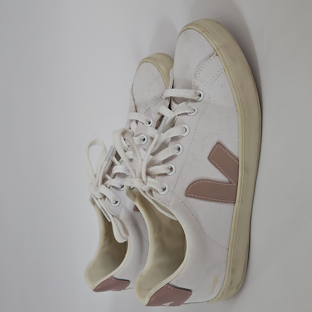 Veja Esplar SE Canvas sneakers in white with a rose Pink fluo petale log Size 7